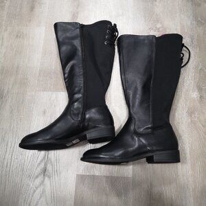 Brand New In Every Story Ladies Black Faux Leather Size 12WW Wide Leg High Boots